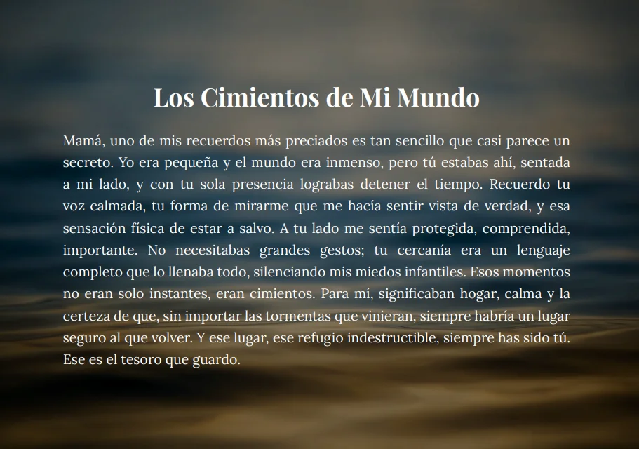 Página interior de un libro para una madre